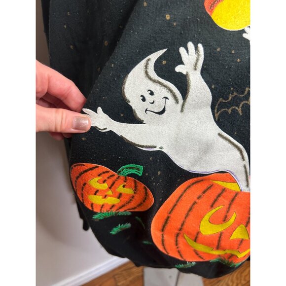 Vintage Halloween ugly cute sweater ghost pumpkin - size large - pilling - Picture 6 of 9